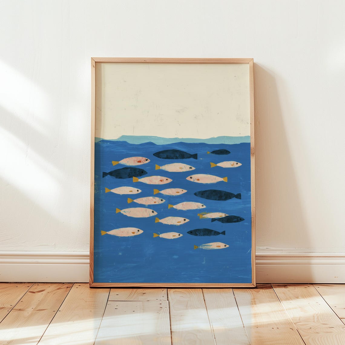 School Of Fish Swimming In Deep Blue Water Nautical Ocean Poster
