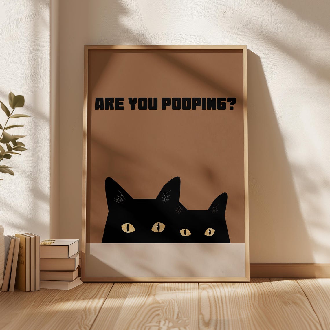 Black Cats Are You Pooping Poster Playful Modern Minimalist Art Humorous Wall Printable Peeking Cute