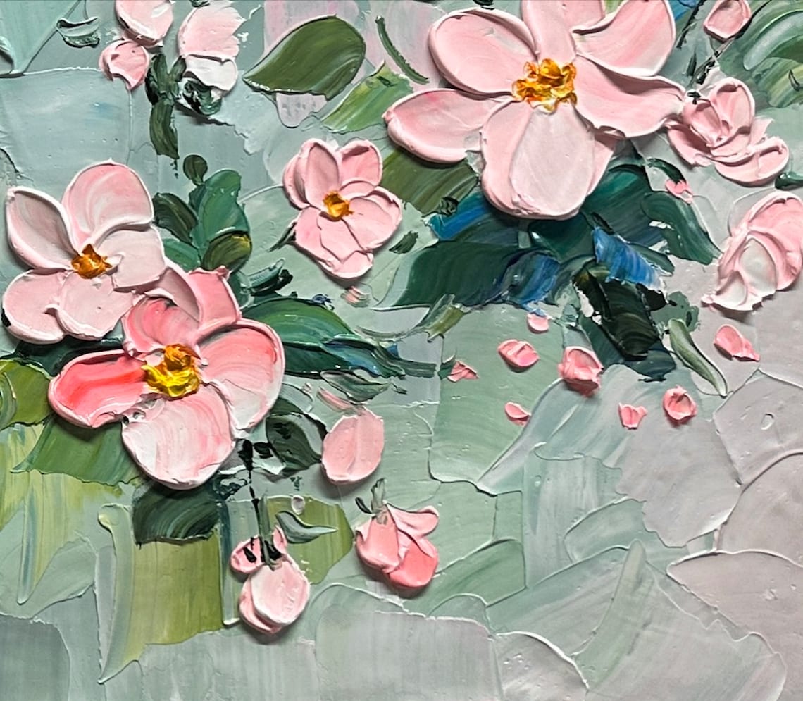 Spring Blossoms Oil-Painting Art Print, Floral Abstract - Image 4