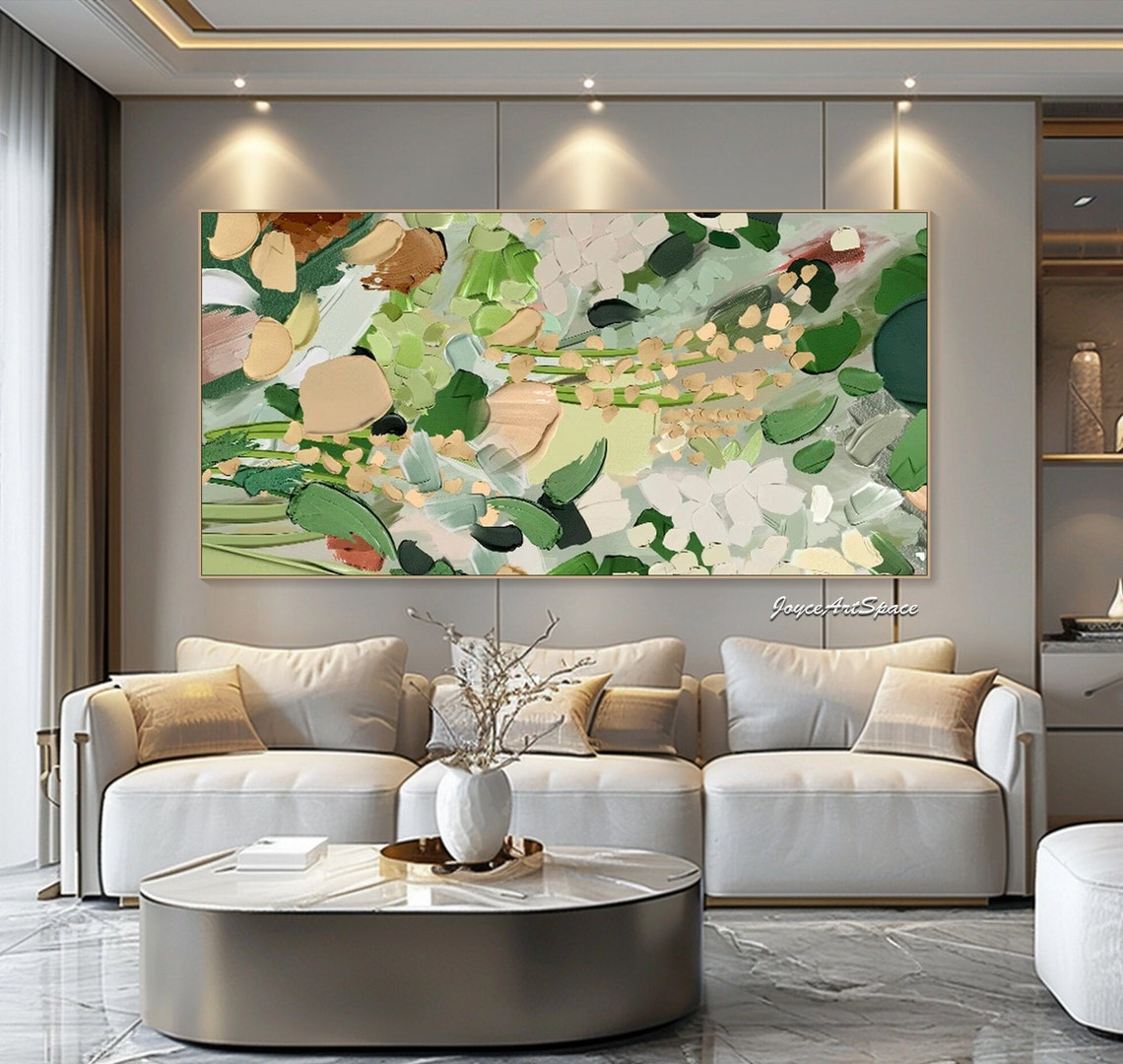 Soft Green Botanical Foliage Abstract 3D Textured Nature Art Poster - Image 4