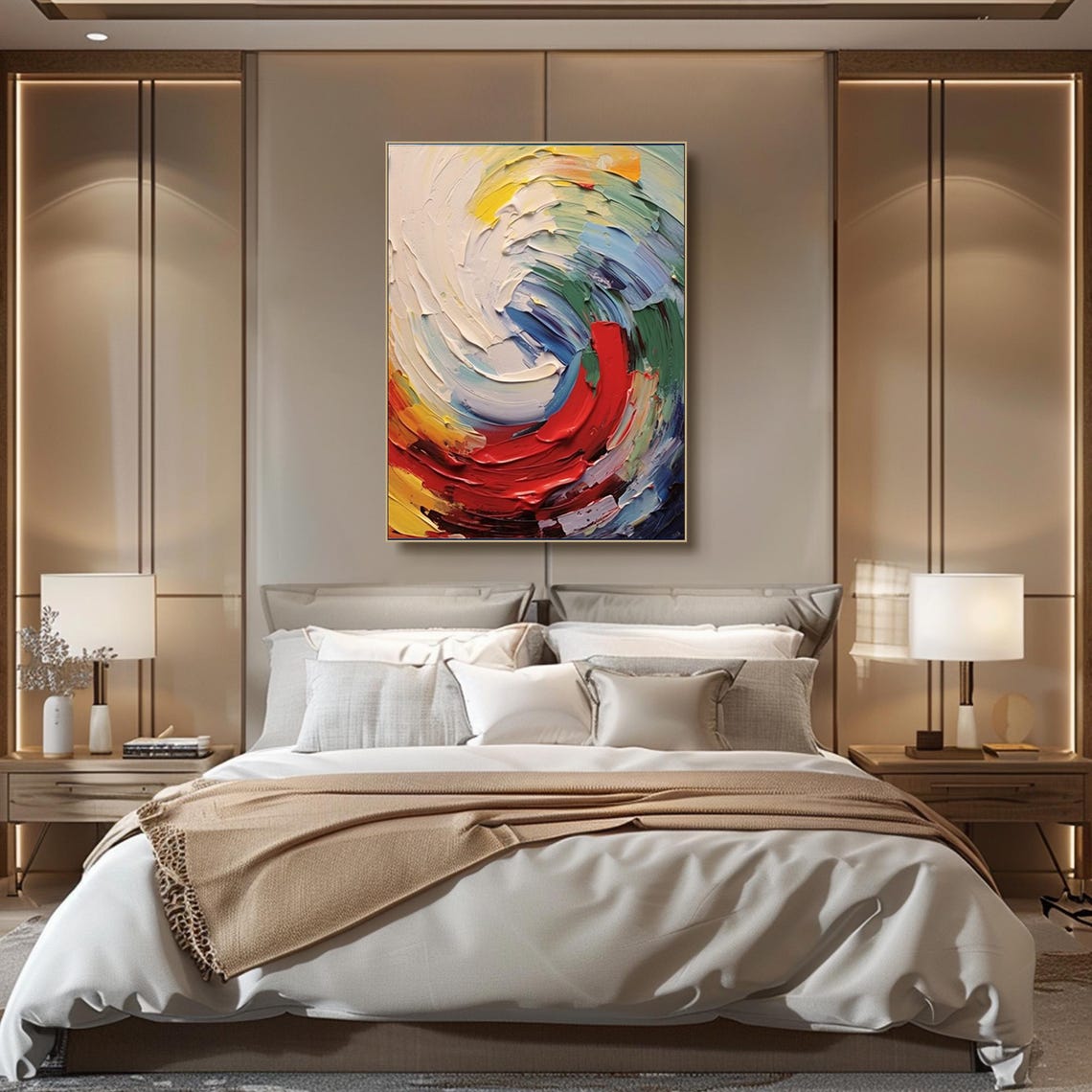 Colorful Swirl Vortex Abstract 3D Palette Knife Impasto Wall Art - Image 4