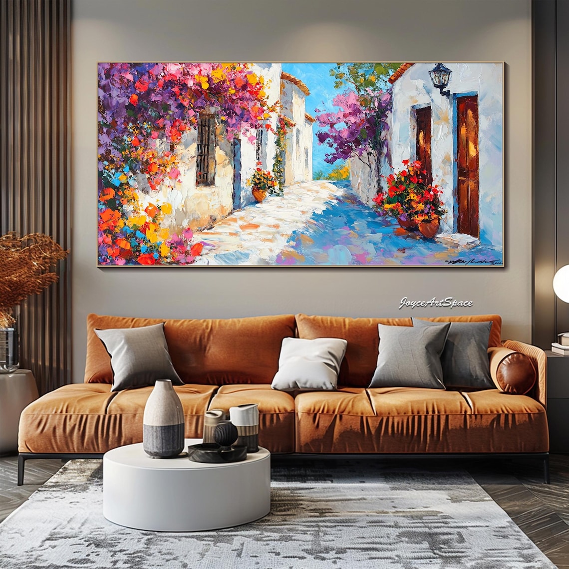 Colorful Floral Mediterranean Oil Painting Art Print - Image 4