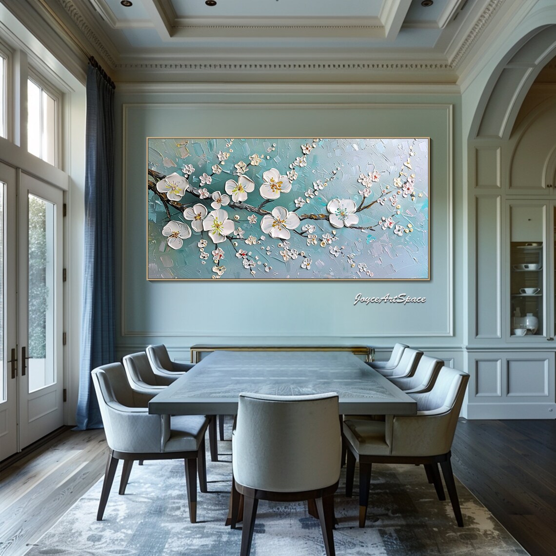 White Blossom Branch Textured 3D Floral Oil Painting Spring Poster - Image 5