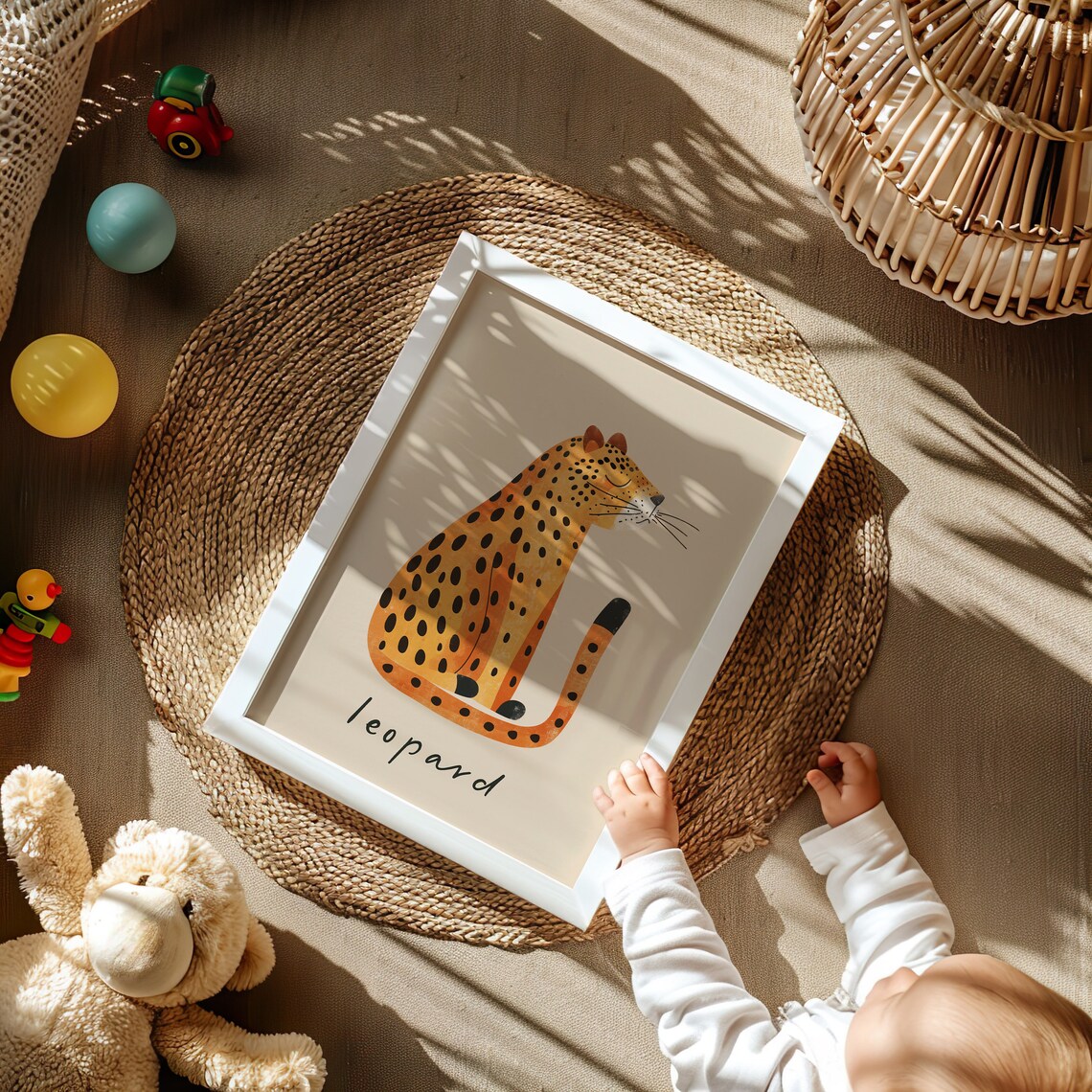 Leopard Nursery Print Cute Safari Animal Illustration Kids Room Wall Poster - Image 2