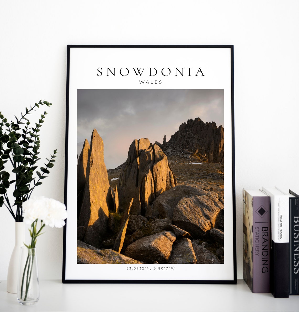Snowdonia National Park Wales Rugged Crags Sunset Coordinates Poster - Image 4