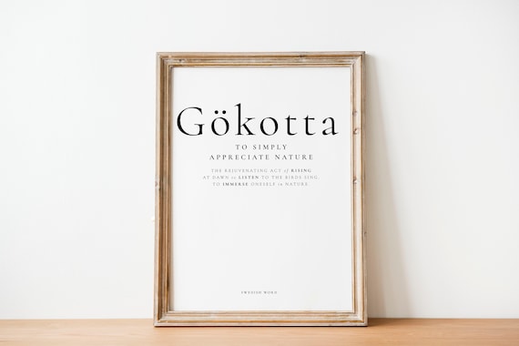 Gökotta Swedish Word Definition Poster Appreciate Nature Sunrise Birdsong