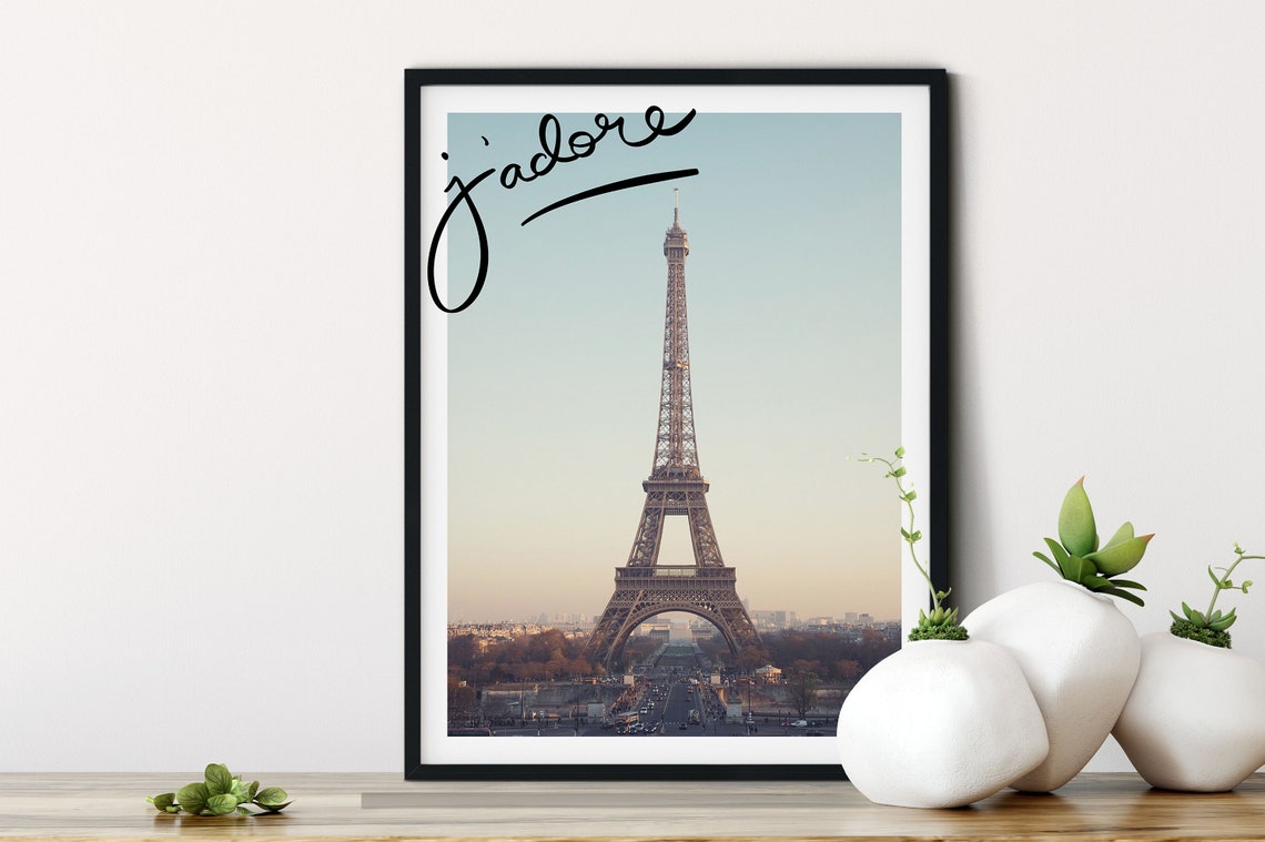 Eiffel Tower Paris Pastel Sky J Adore Romantic French Travel Poster