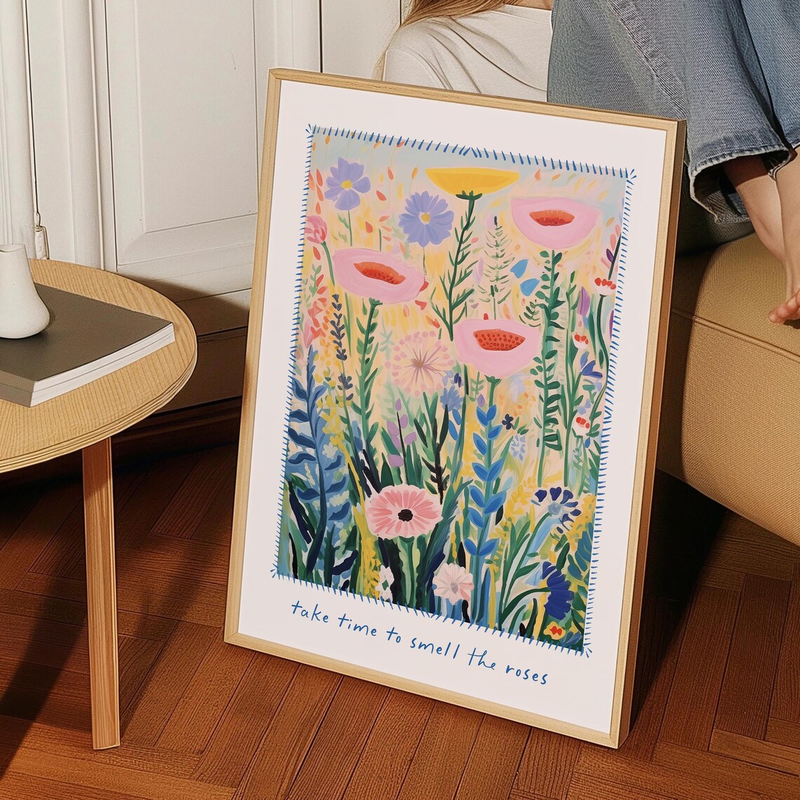 Take Time To Smell The Roses Colorful Wildflower Meadow Wall Art Print - Image 4