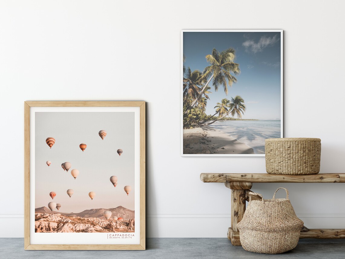 Tropical Beach Palm Trees Calm Ocean Coastal Photography Wall Poster - Image 5