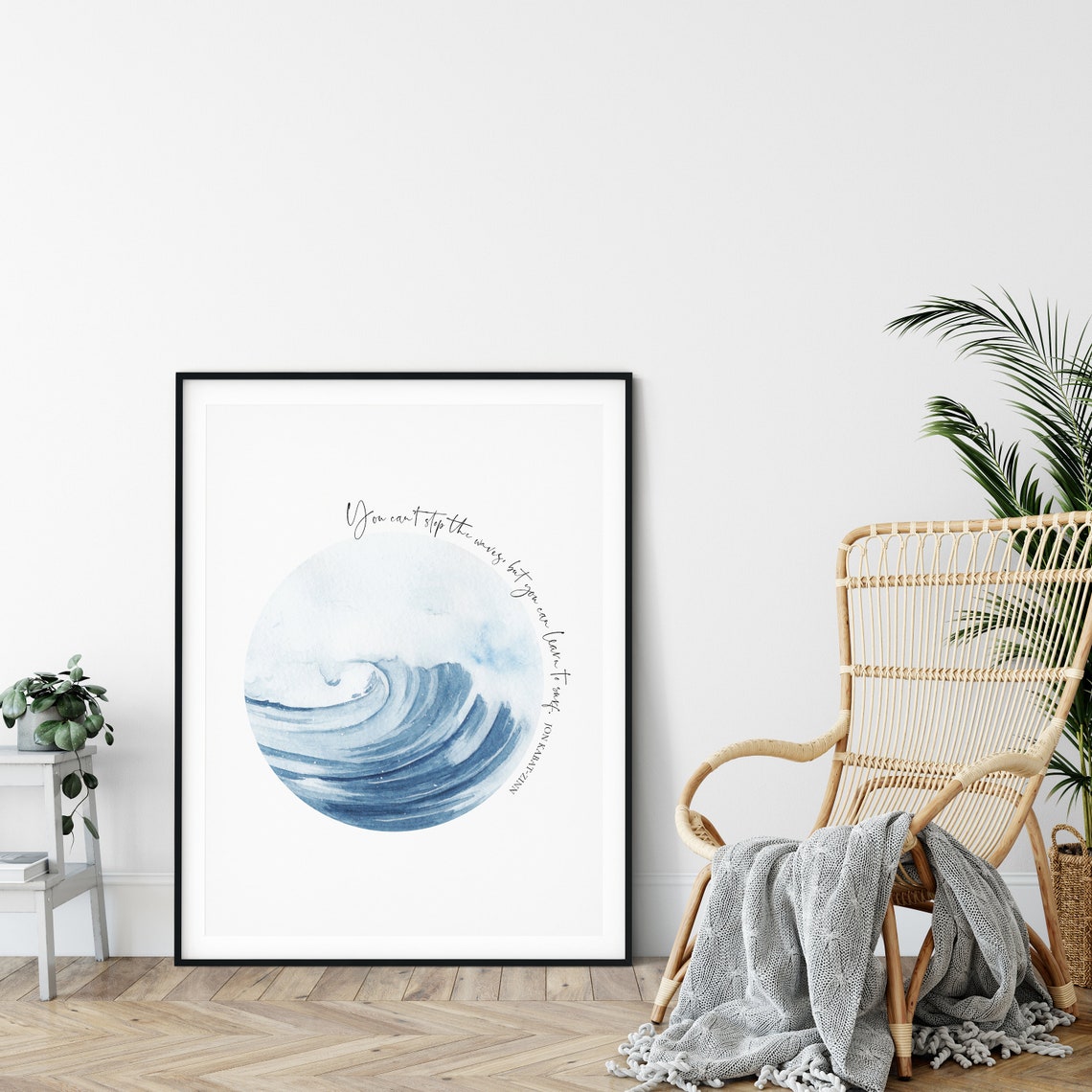 Ocean Wave Watercolor Quote You Cannot Stop The Waves Mindful Poster - Image 3