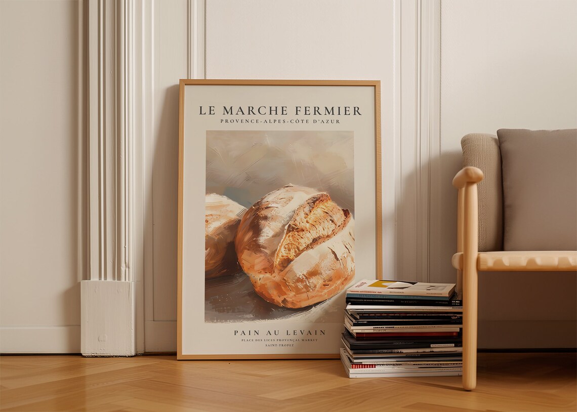 Pain Au Levain Sourdough Bread French Market Kitchen Art Poster - Image 2