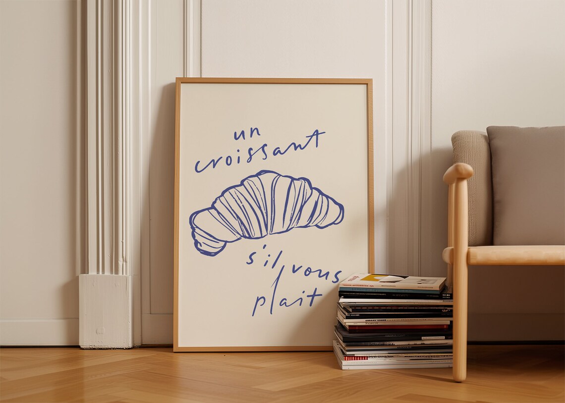 Croissant Poster, French Food Retro Minimalist Art Print - Image 3