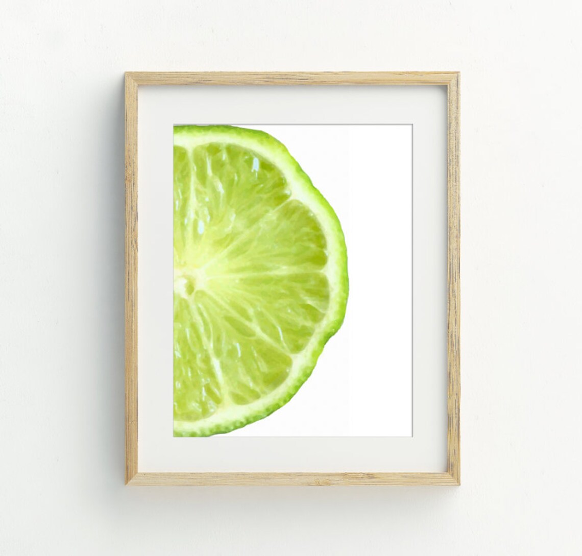 Lime Wedge Citrus Close Up Minimalist Kitchen Photography Wall Art