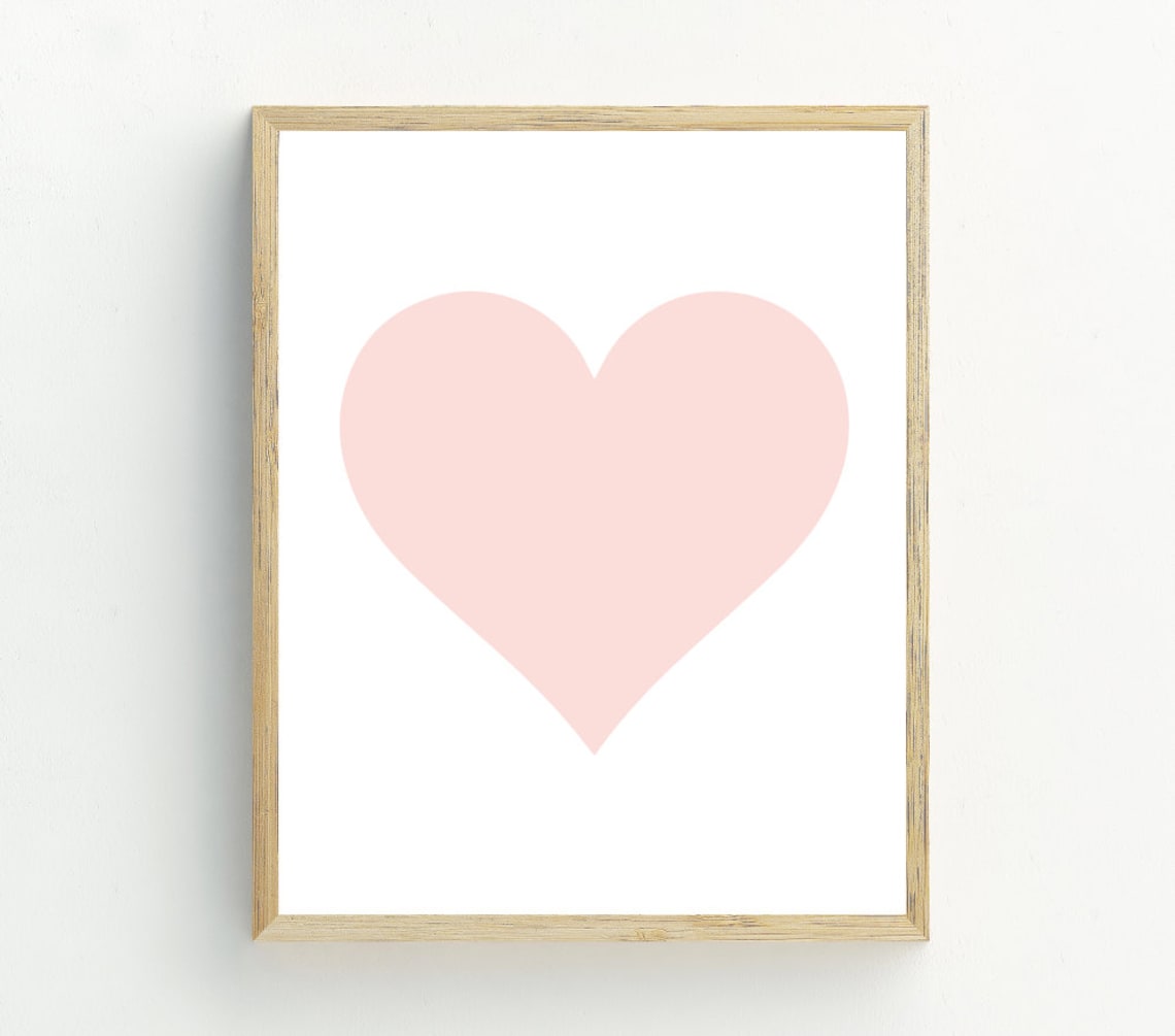 Pink Heart Wall Art, Valentine Love Poster