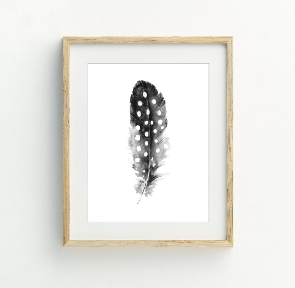Black Feather Minimalist Wall Art Print, Boho Decor