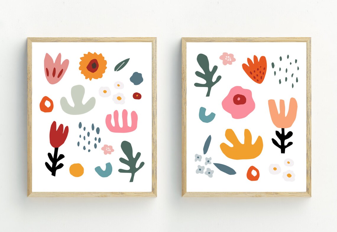 Matisse-Inspired Botanical Abstract Flower Art Print