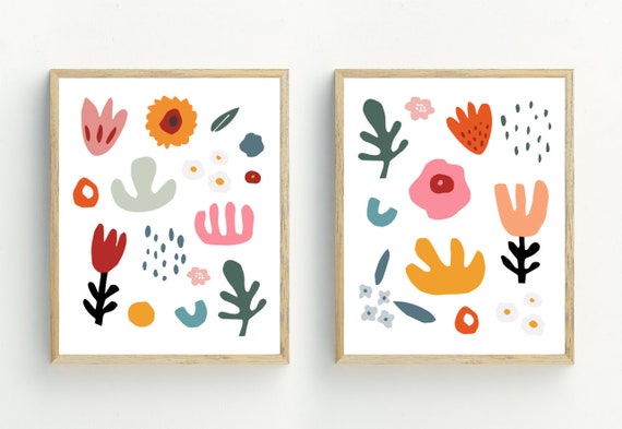 Matisse-Inspired Botanical Abstract Flower Art Print