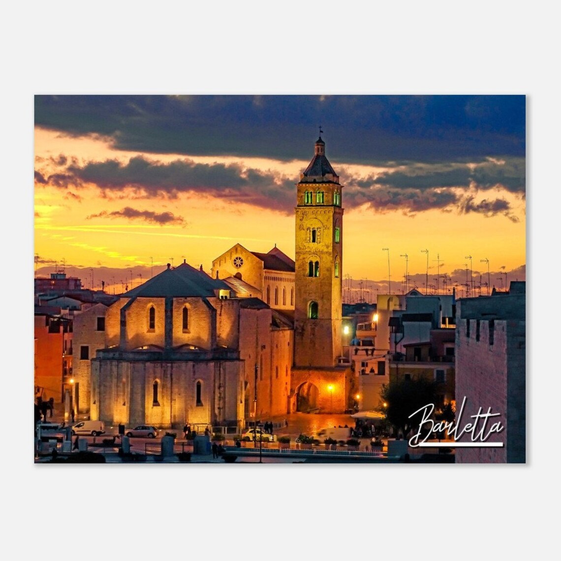 Barletta Italy Tower Dusk Evening Old Town Travel Photo Poster