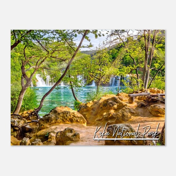 Krka National Park Croatia Waterfalls Turquoise Lake Forest Poster