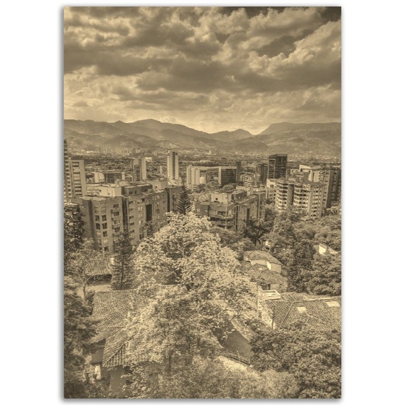 Medellin Colombia Vintage Sepia Poster Retro Travel Print