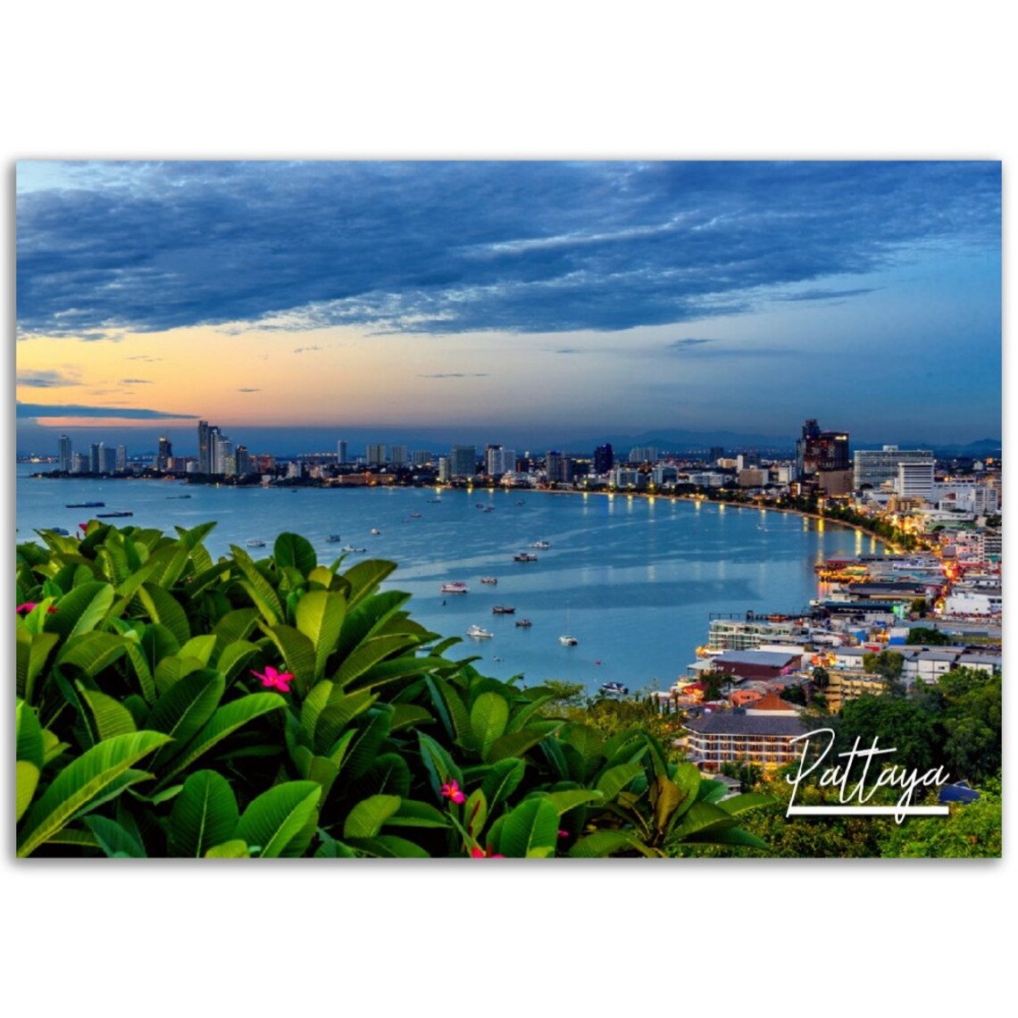 Pattaya Thailand Tropical Coastal City Travel Poster