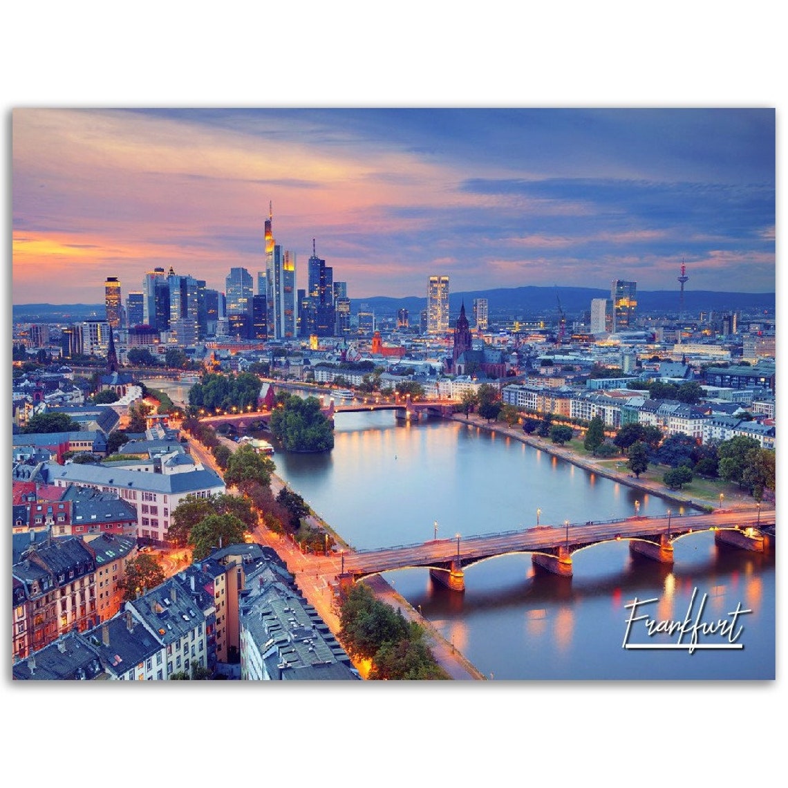 Frankfurt Skyline Poster Germany Cityscape Photography Wall Art