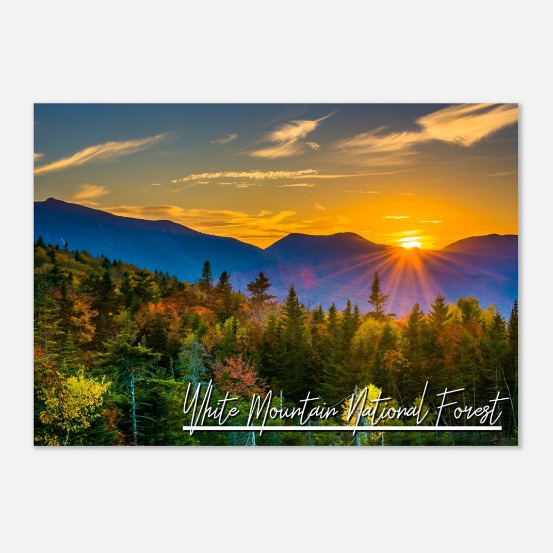 White Mountain National Forest Sunrise New Hampshire Fall Poster