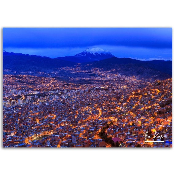 La Paz Bolivia Skyline Poster Print Travel Photography Wall Art