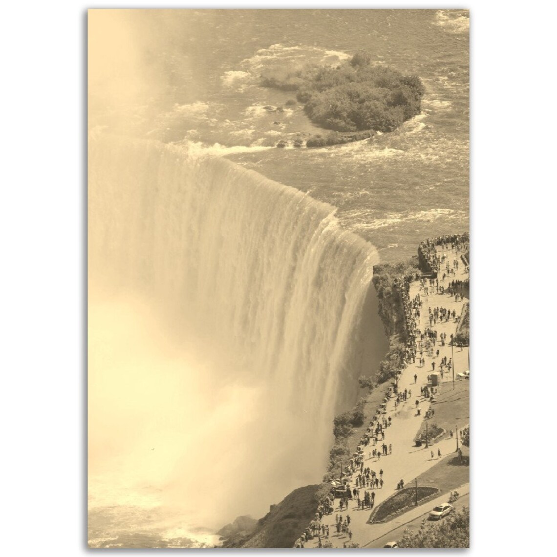 Vintage Niagara Falls Horseshoe Sepia Aerial Waterfall Travel Poster