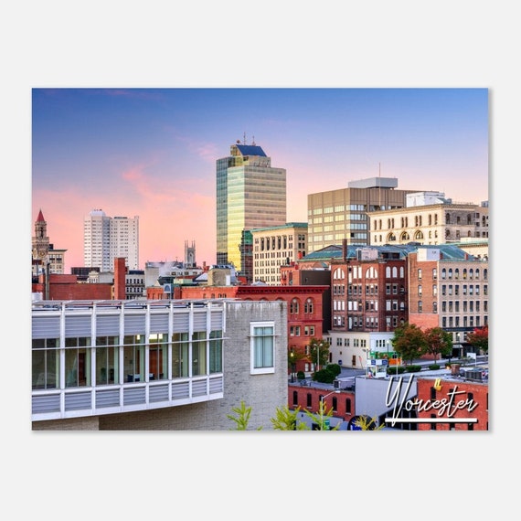 Worcester Massachusetts Skyline Poster Urban Travel Photography Print