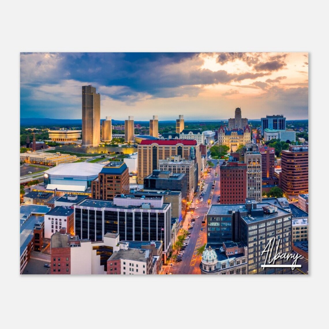 Albany New York Skyline Travel Poster, City View