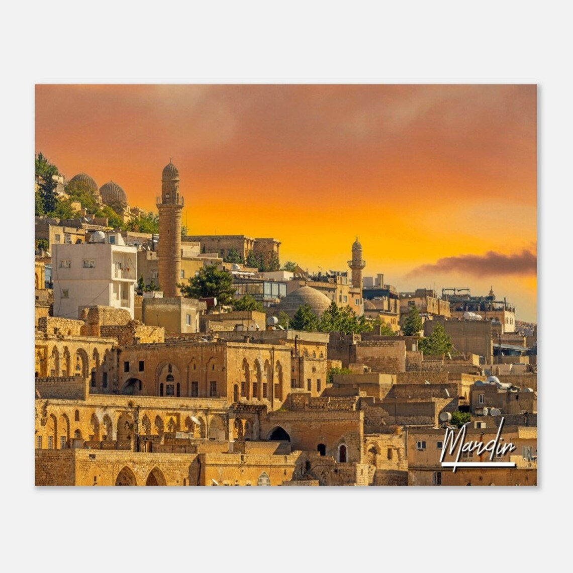 Mardin Turkey Ancient Stone Houses Golden Sunset Cityscape Poster