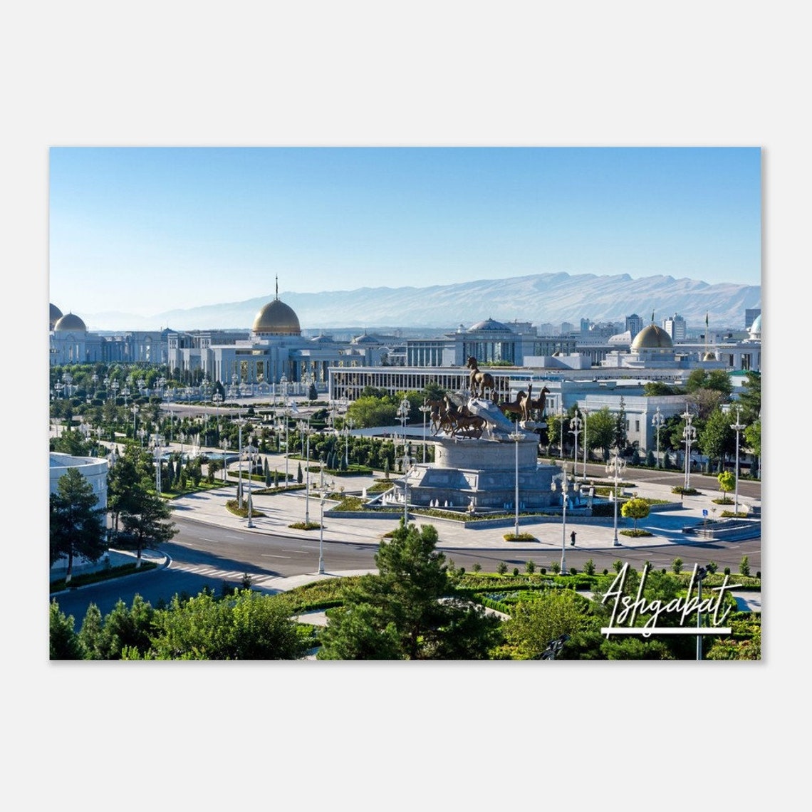 Ashgabat Cityscape Poster Turkmenistan Travel Wall Art