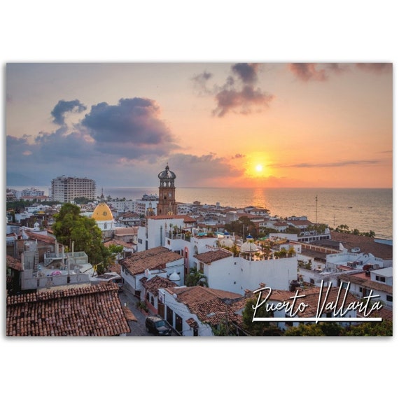 Puerto Vallarta Sunset Poster Mexico Travel Photography Print