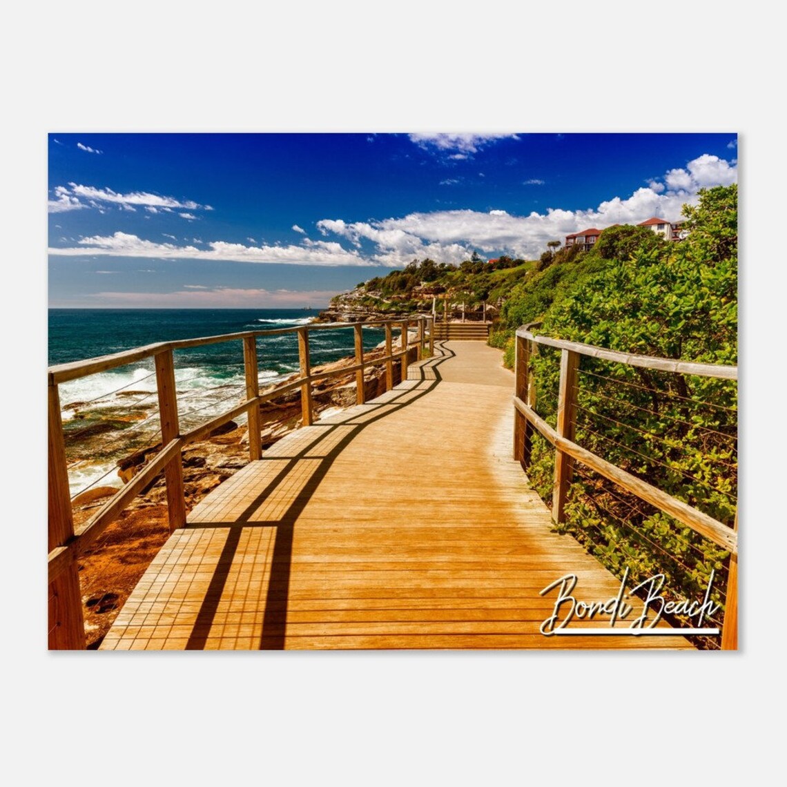 Bondi Beach Australia Coastal Boardwalk Ocean View Travel Poster