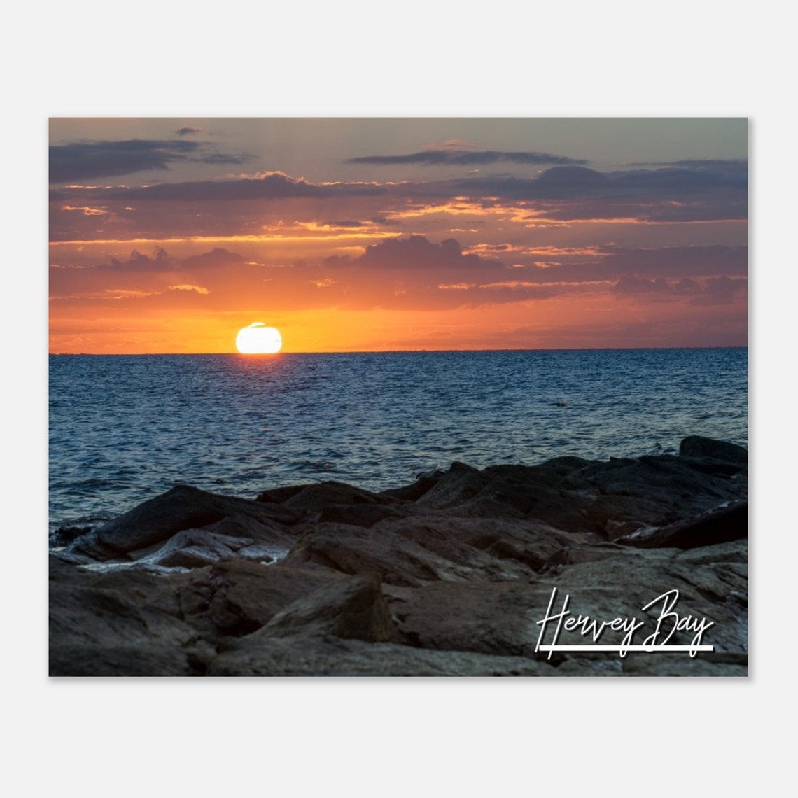 Hervey Bay Sunset Poster Australian Coastal Wall Art