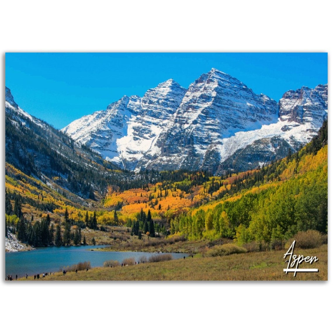 Aspen Colorado Maroon Bells Fall Colors Mountain Lake Photo Poster