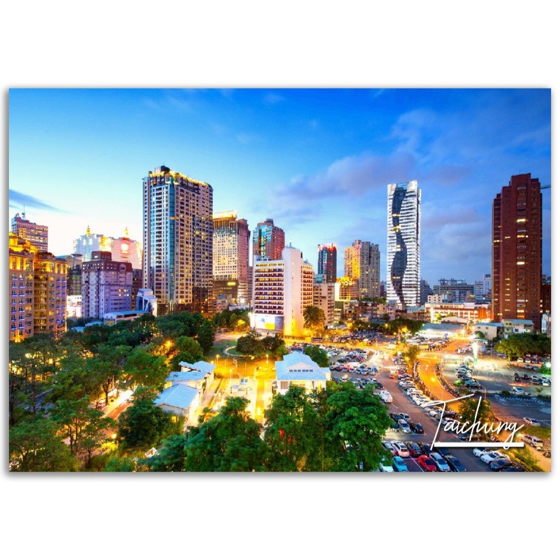 Taichung Taiwan Downtown Night Cityscape Skyline Photography Poster
