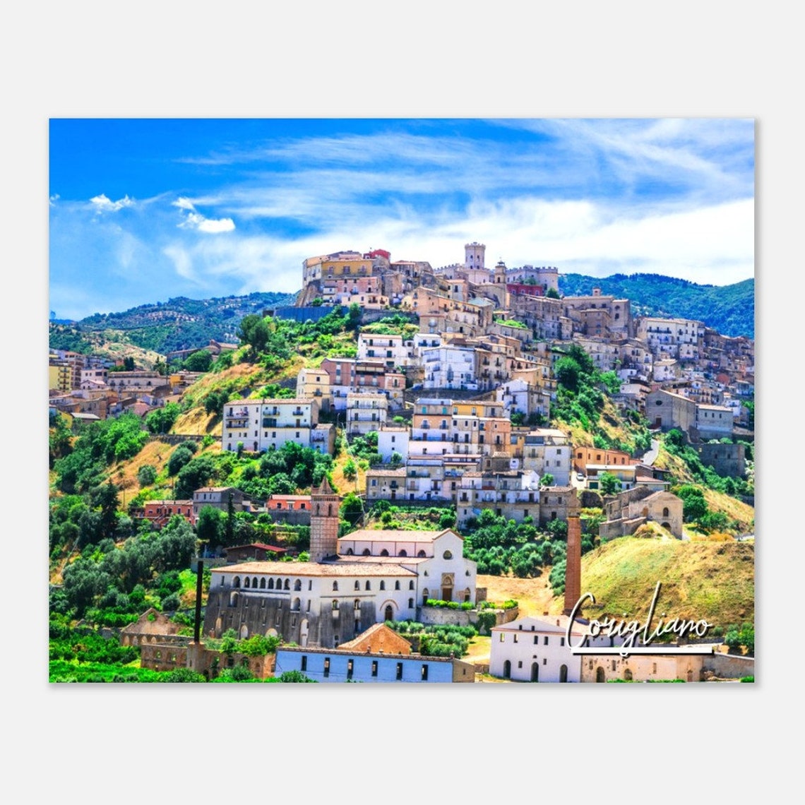 Corigliano Italy Medieval Hilltop Village Travel Photography Poster