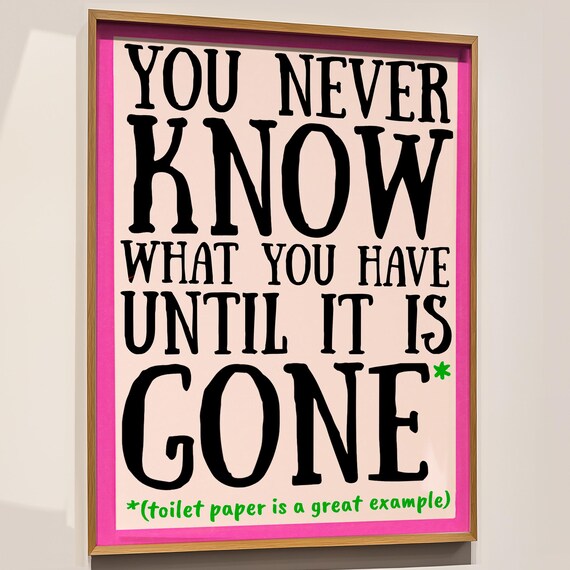 Funny Bathroom Quote Toilet Paper Pink Framed Typography Poster