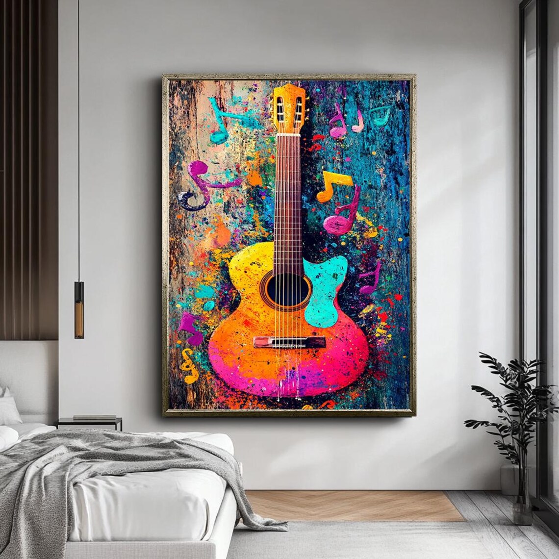 Colorful Guitar Abstract Music Art Print - Image 5