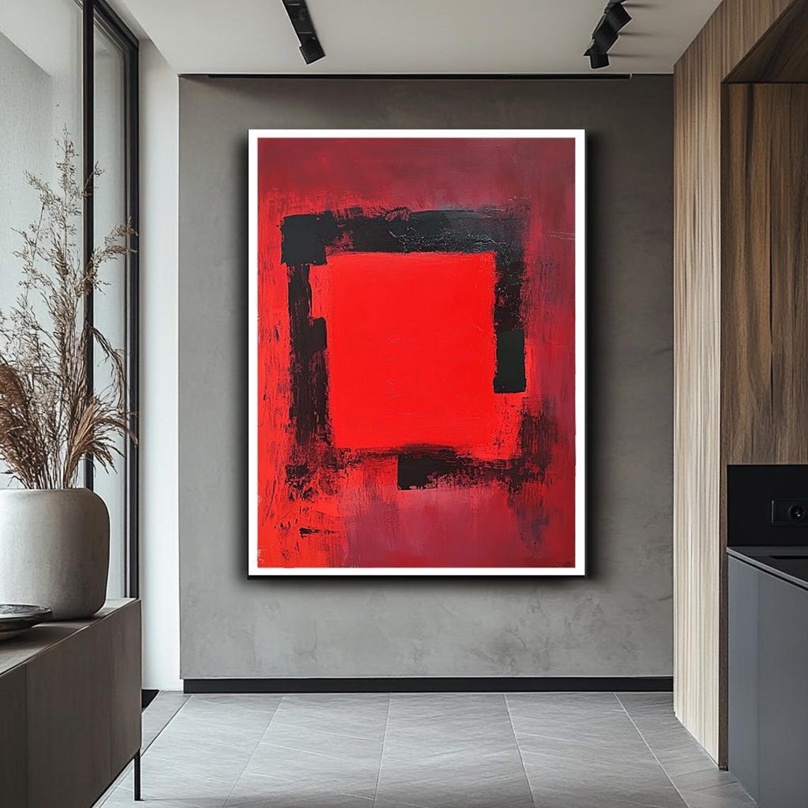 Mark Rothko Style Bold Red Black Geometric Abstract Minimalist Poster - Image 2