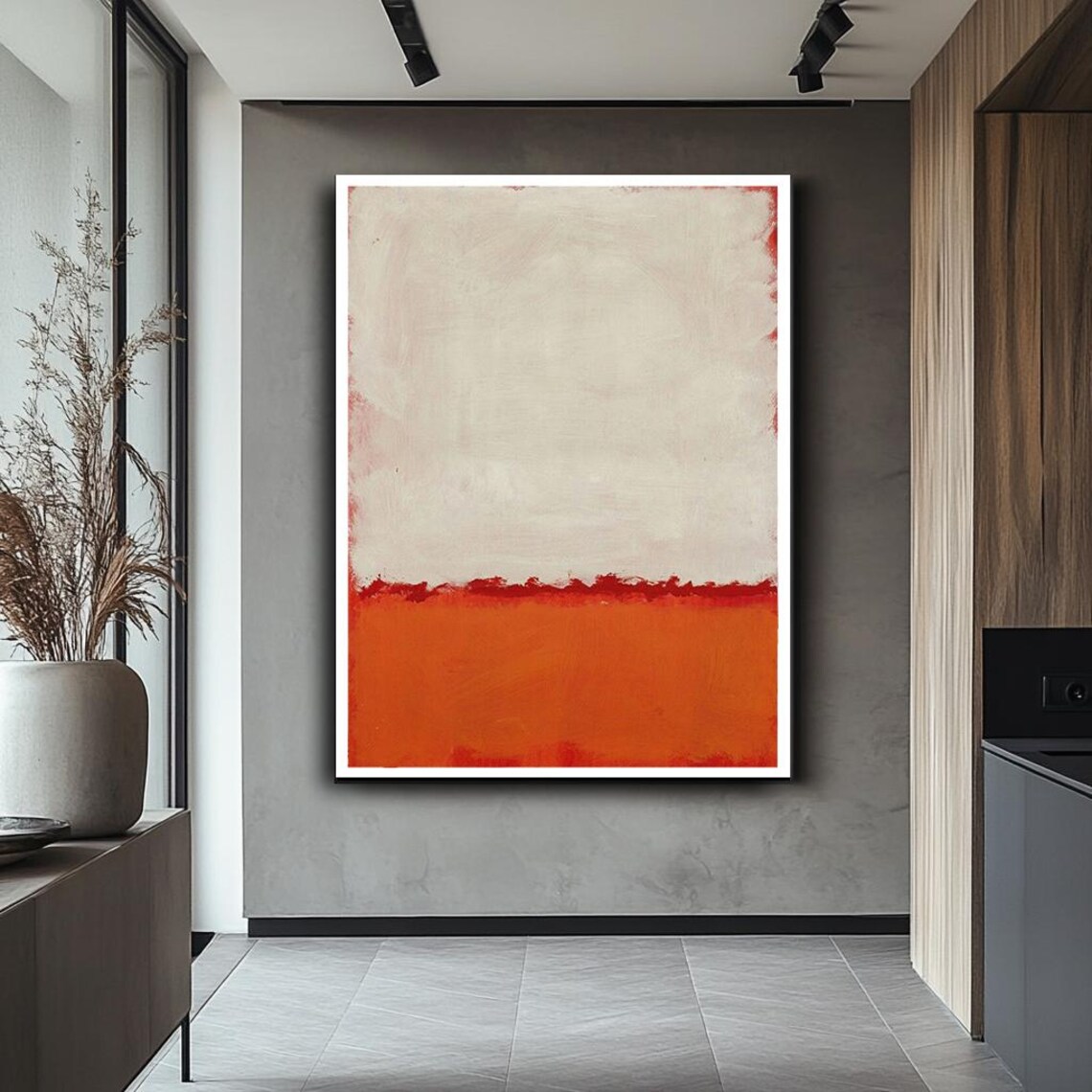Mark Rothko-Inspired Minimalist Red and White Art Print - Image 2