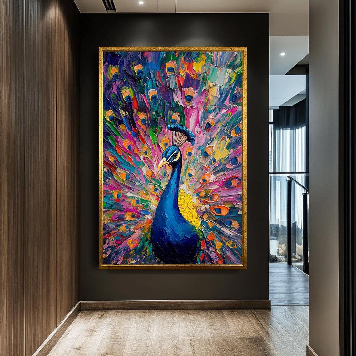 Vibrant Peacock Art Print, Modern Wildlife Decor