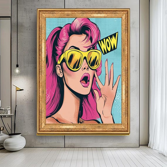 Pop Art Wow Girl Wall Retro Comic Style Canvas Vibrant Portrait Bold And Fun Decor Modern Statement For Home