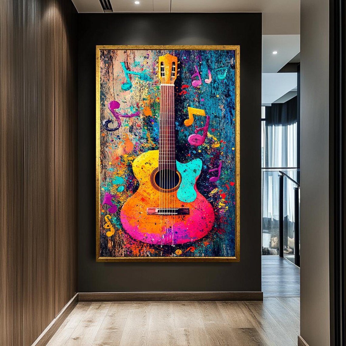 Colorful Guitar Abstract Music Art Print