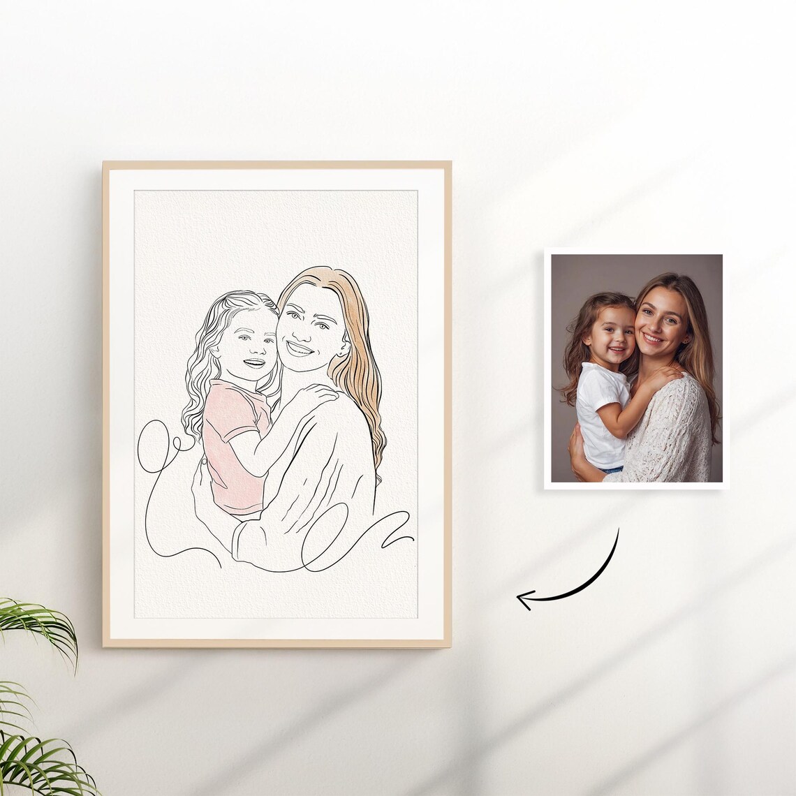 Custom Line Drawing Couple Portrait, Anniversary Gift - Image 2