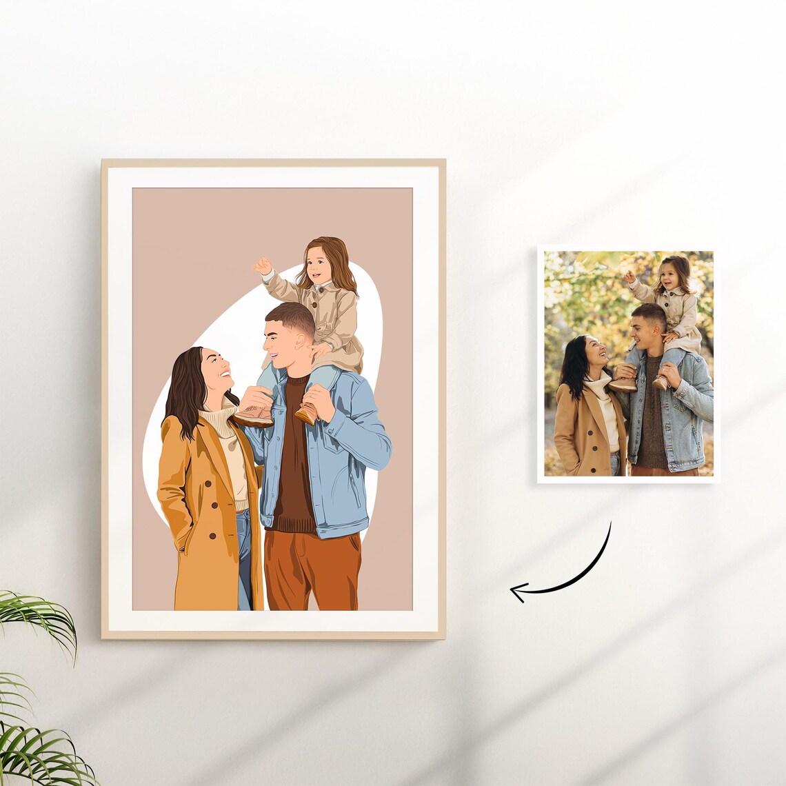 Custom Faceless Aunt Portrait, Personalized Art Print - Image 2