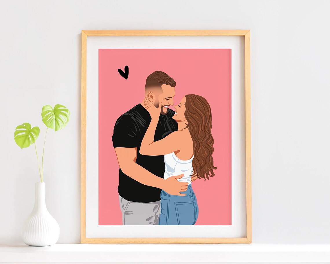 Custom Couple Portrait Personalized Art Print