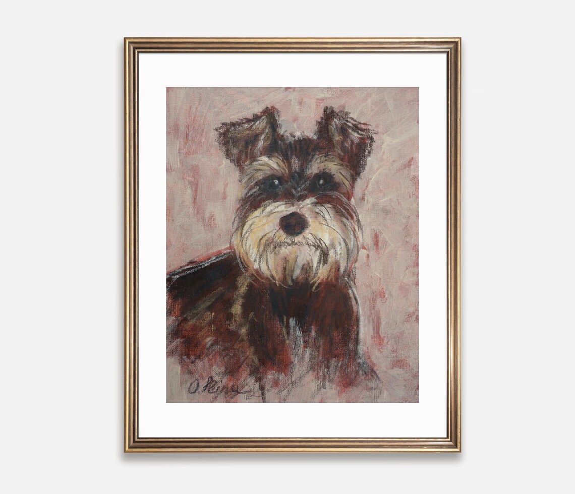 Miniature Schnauzer Portrait Oil Painting Dog Lover Wall Poster - Image 2